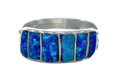 Authentic Blue Opal Sterling Silver Zuni Ring Size 7-3/4 X10584